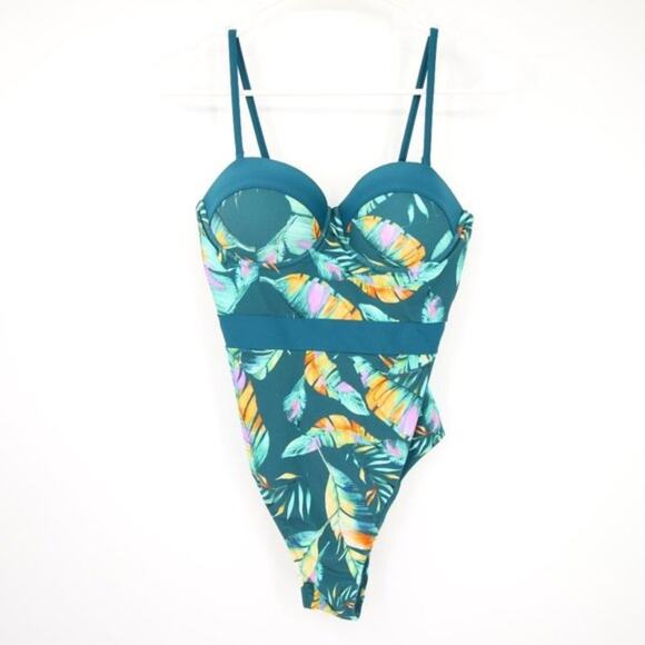 Cupshe Other - Cupshe Palm Print Green Padded One Piece Swimsuit NWT Tropical Beach Size Small